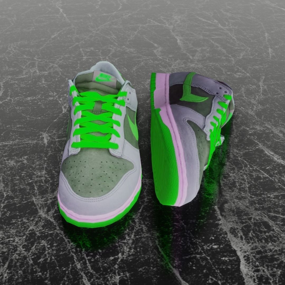 NIKE DUNK 3D SHOES - GREEN Low-poly 3D model_2