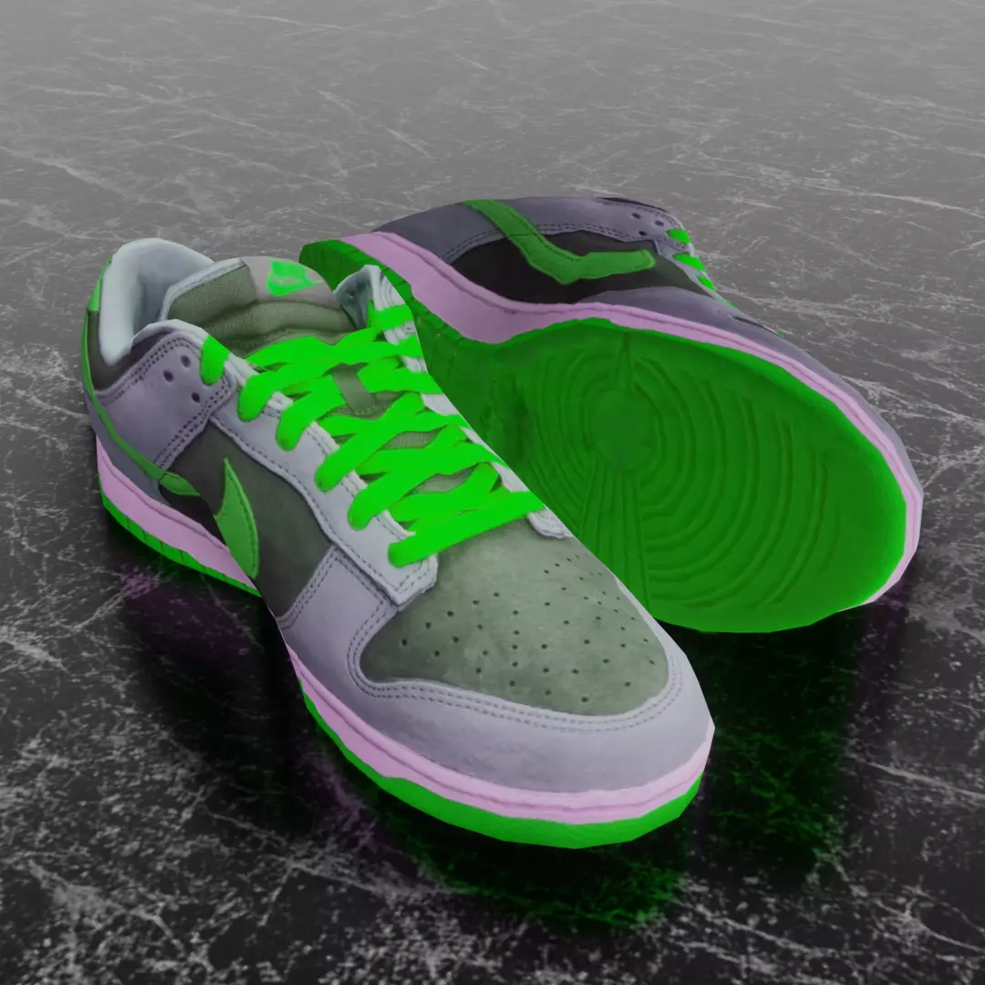 NIKE DUNK 3D SHOES - GREEN Low-poly 3D model_0