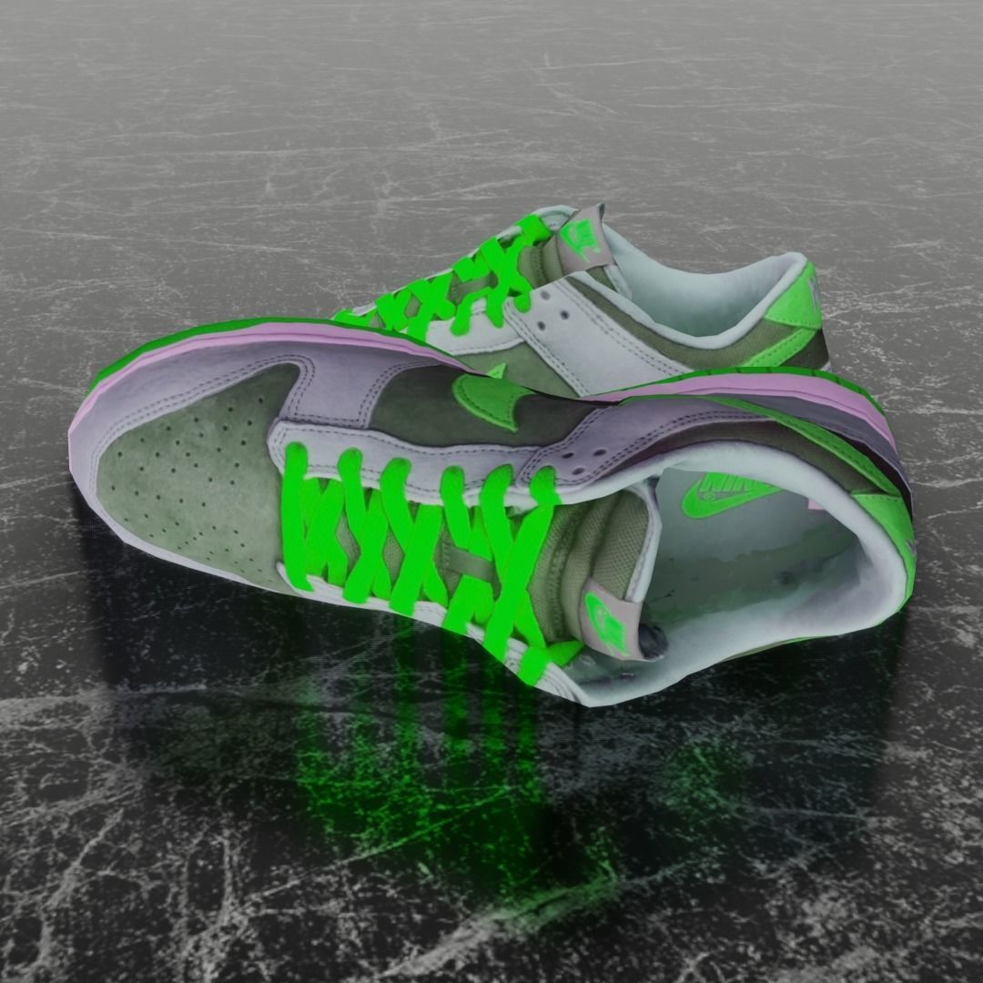NIKE DUNK 3D SHOES - GREEN Low-poly 3D model_7