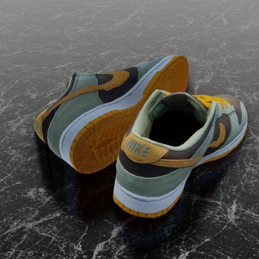 NIKE DUNK 3D SHOES - ORANGE Low-poly 3D model_5