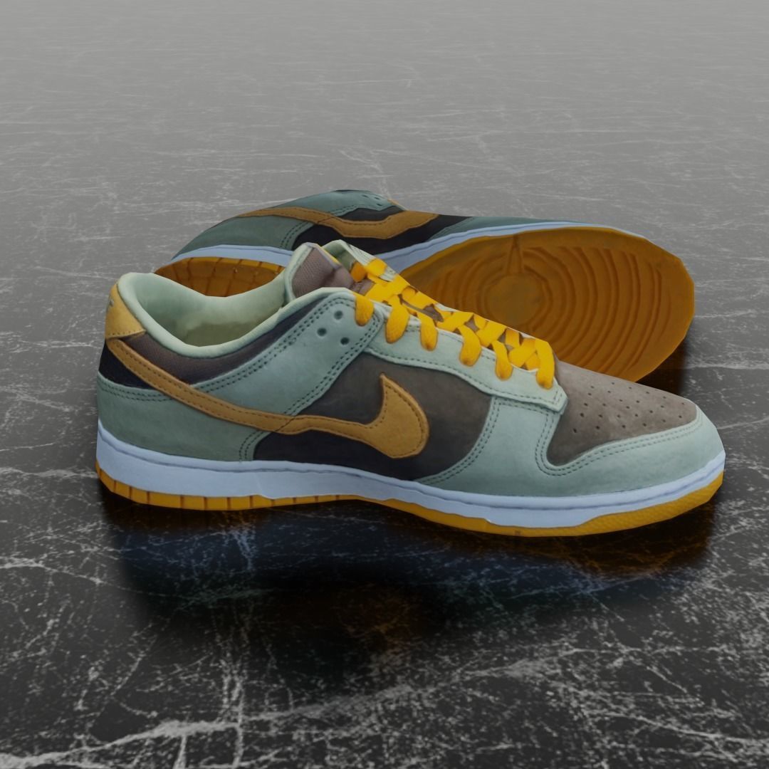 NIKE DUNK 3D SHOES - ORANGE Low-poly 3D model_4