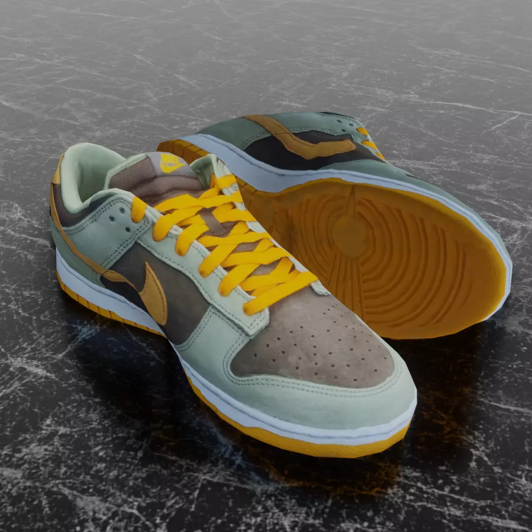 NIKE DUNK 3D SHOES - ORANGE Low-poly 3D model_0