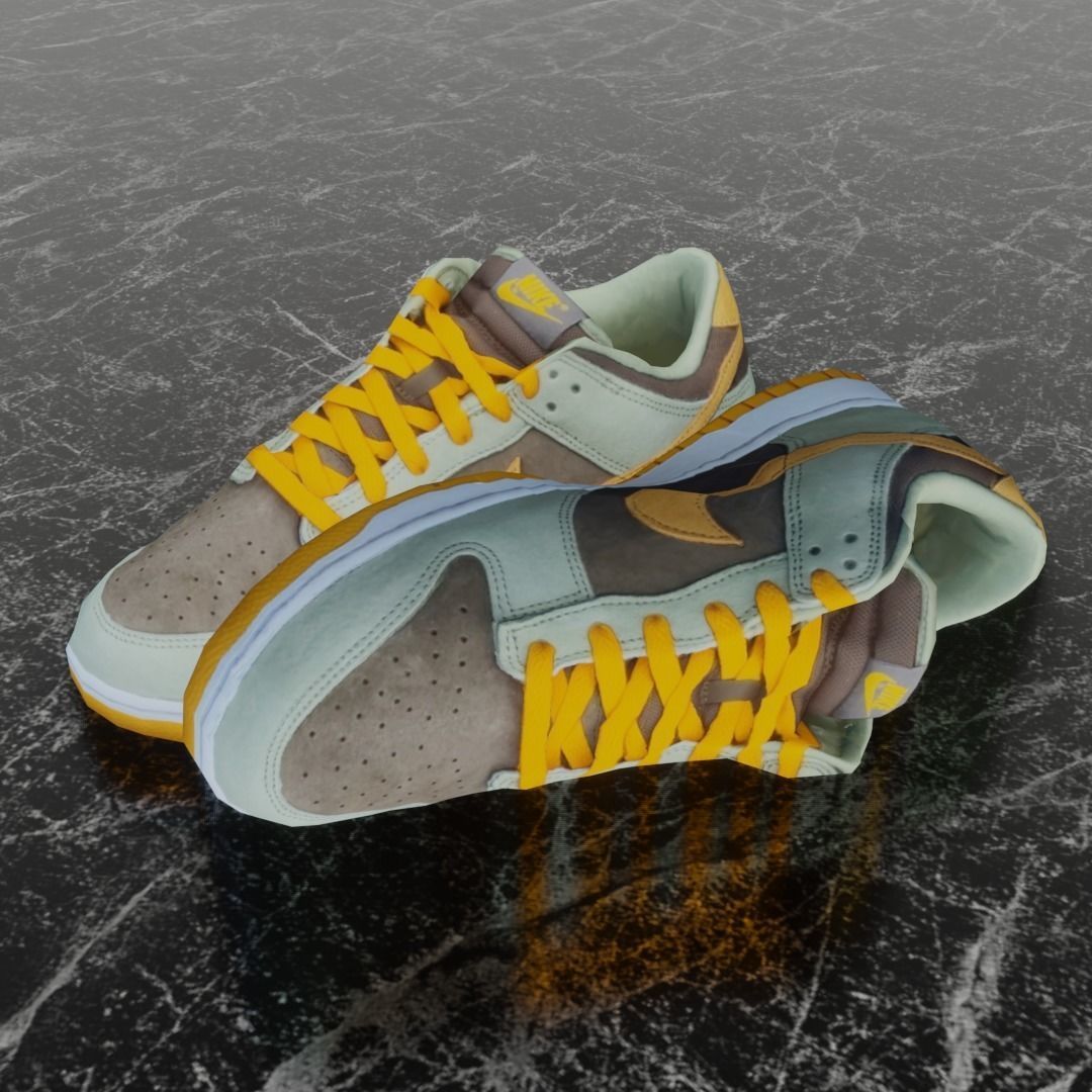 NIKE DUNK 3D SHOES - ORANGE Low-poly 3D model_1