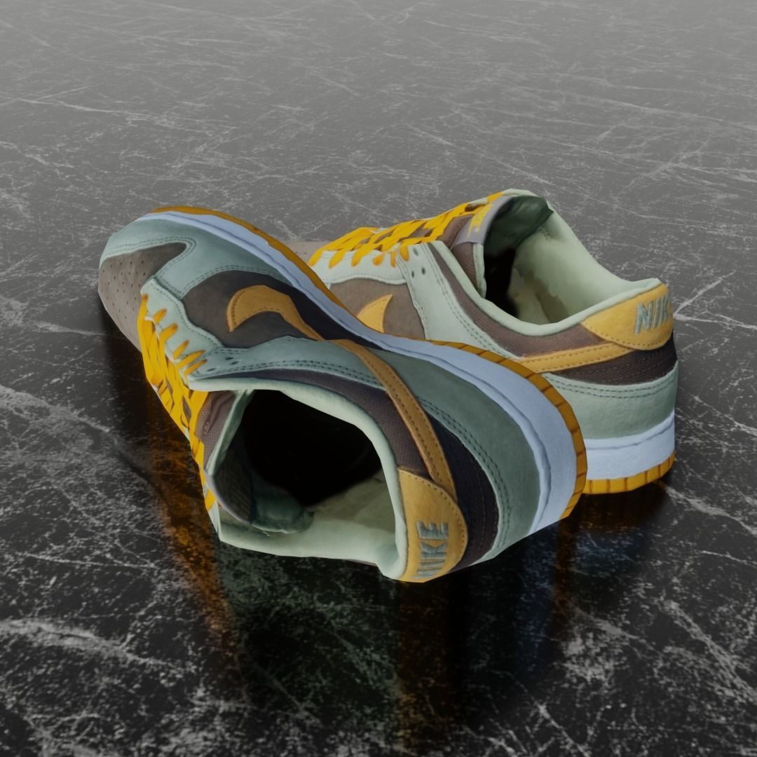 NIKE DUNK 3D SHOES - ORANGE Low-poly 3D model_6