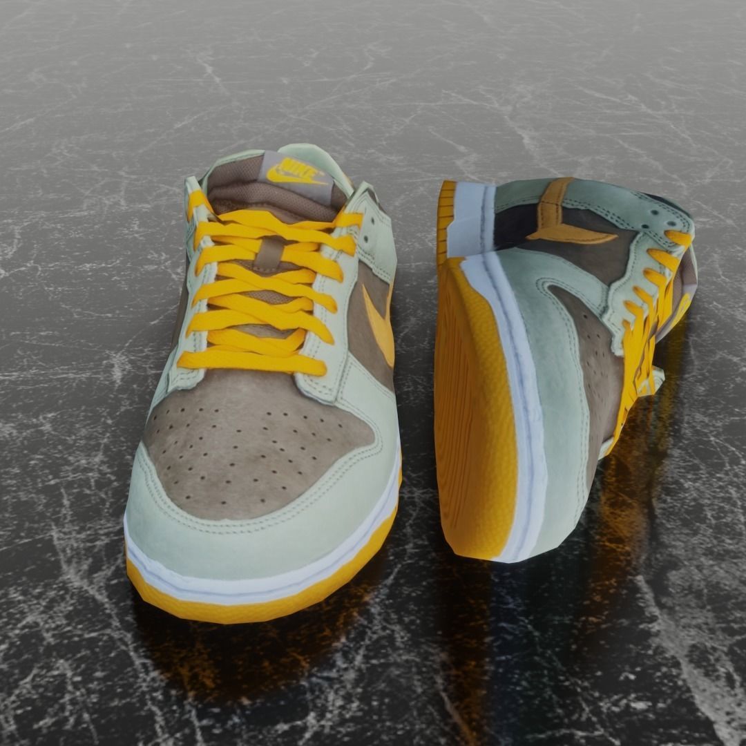 NIKE DUNK 3D SHOES - ORANGE Low-poly 3D model_3