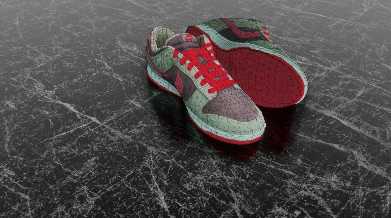 NIKE DUNK 3D SHOES - RED Low-poly 3D model_11