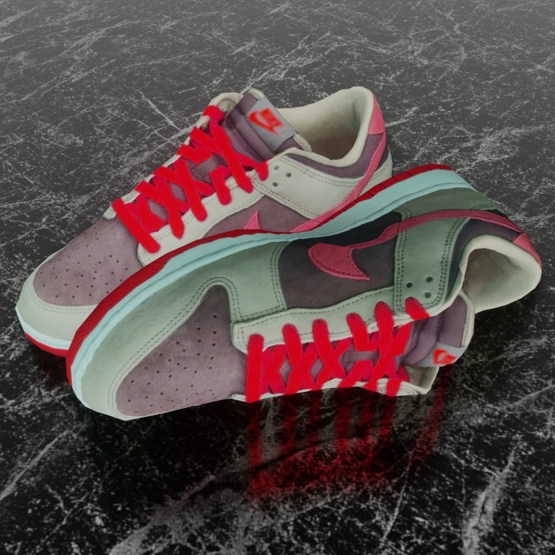 NIKE DUNK 3D SHOES - RED Low-poly 3D model_1