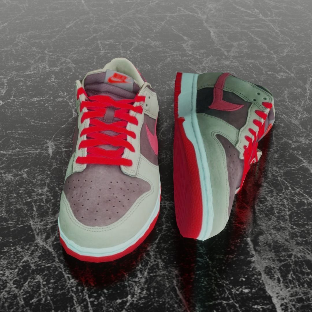 NIKE DUNK 3D SHOES - RED Low-poly 3D model_3