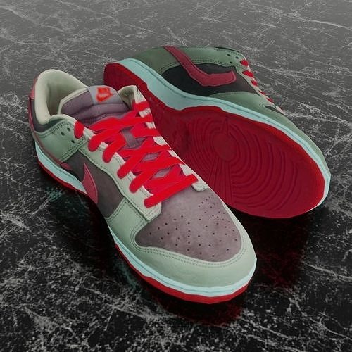 NIKE DUNK 3D SHOES - RED Low-poly 3D model