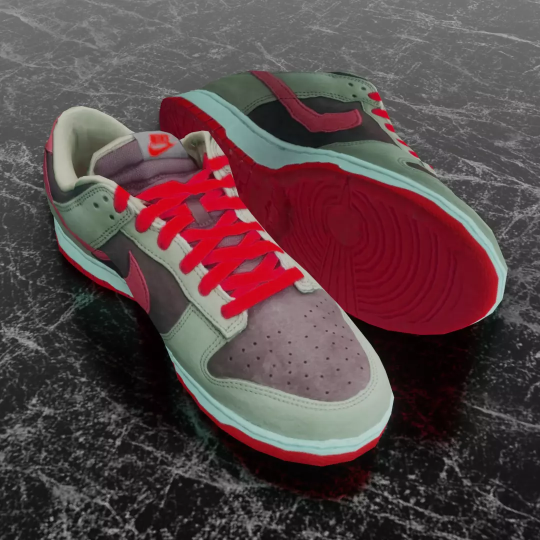 NIKE DUNK 3D SHOES - RED Low-poly 3D model_0