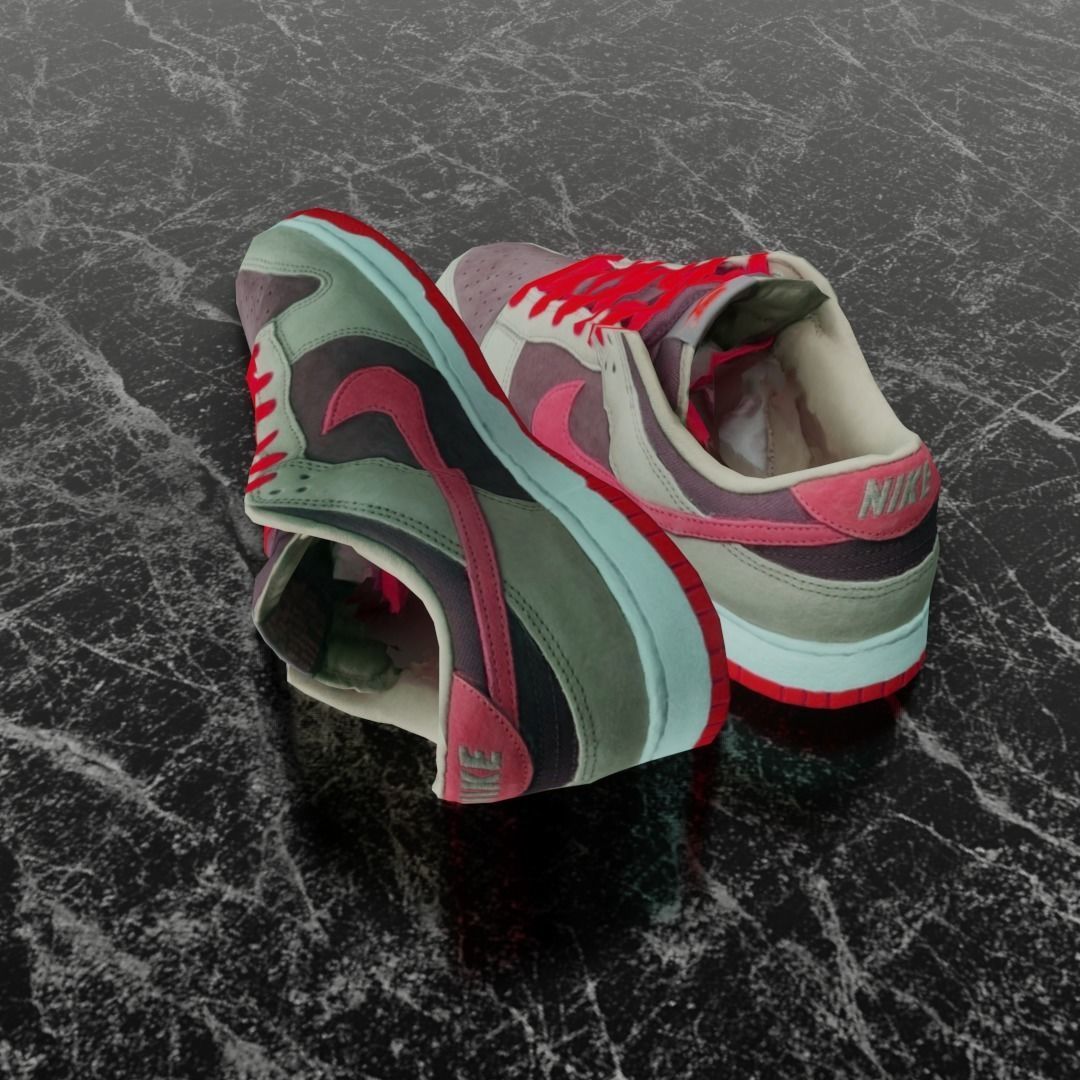 NIKE DUNK 3D SHOES - RED Low-poly 3D model_6