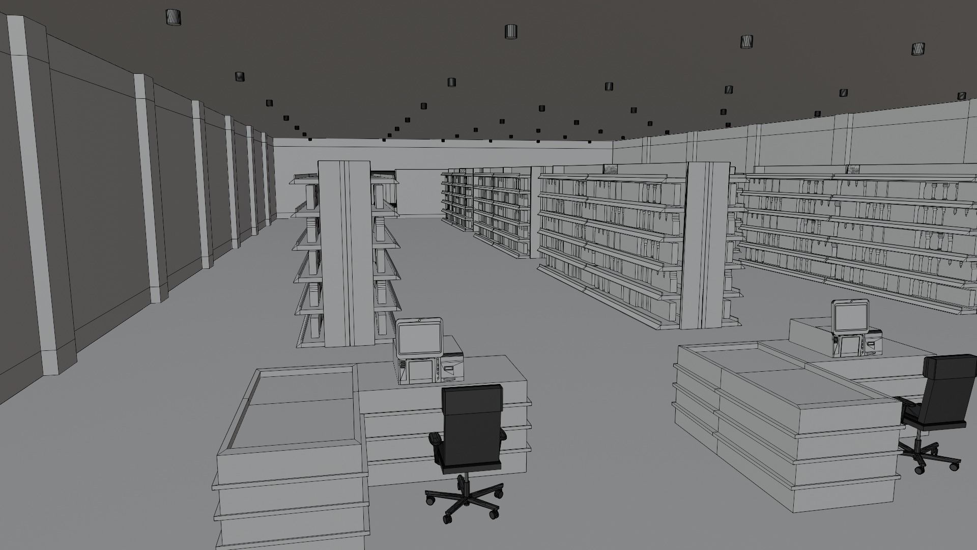 Supermarket interior Low-poly 3D model_7