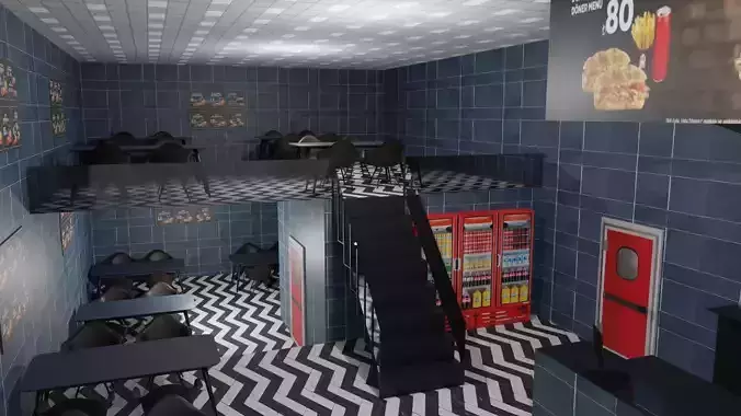Kebab Restaurant Interior Low-poly 3D model