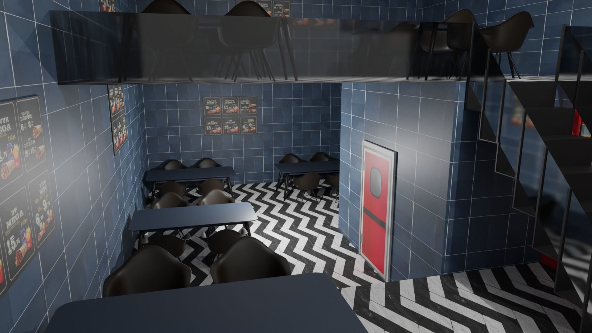 Kebab Restaurant Interior Low-poly 3D model_2