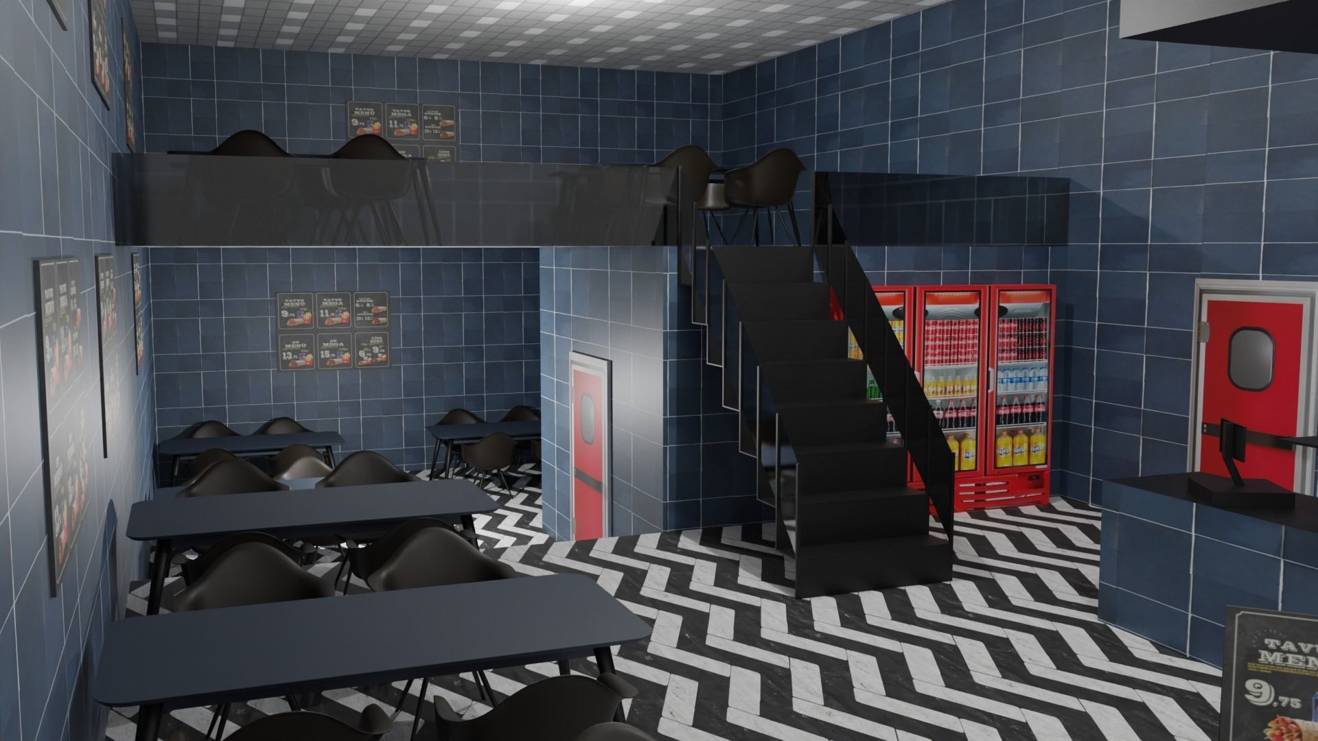 Kebab Restaurant Interior Low-poly 3D model_6