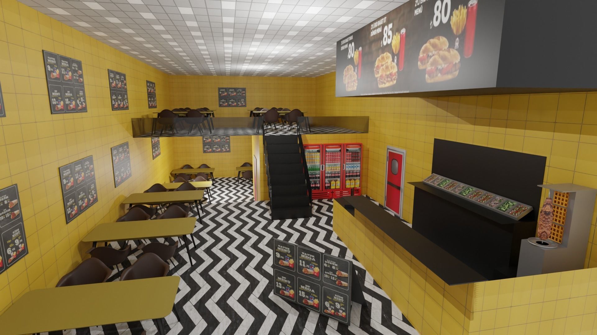 Doner Restaurant Interior Low-poly 3D model_1