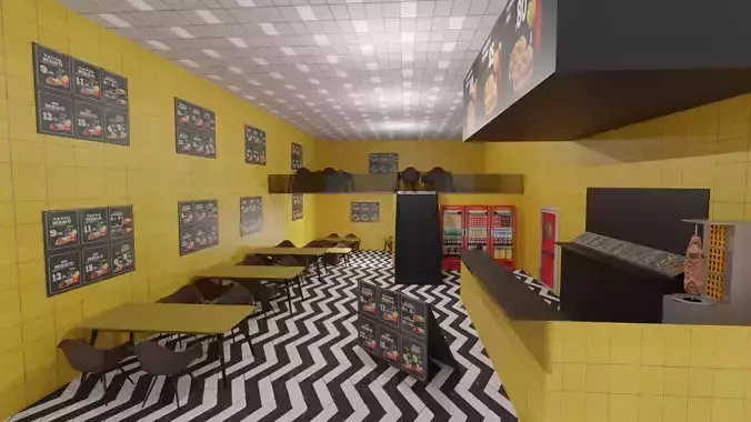Doner Restaurant Interior Low-poly 3D model