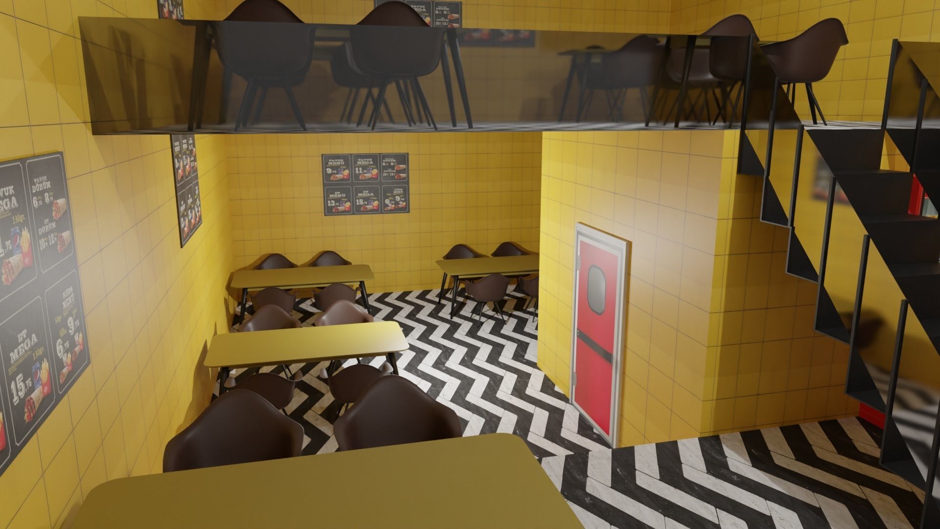 Doner Restaurant Interior Low-poly 3D model_3