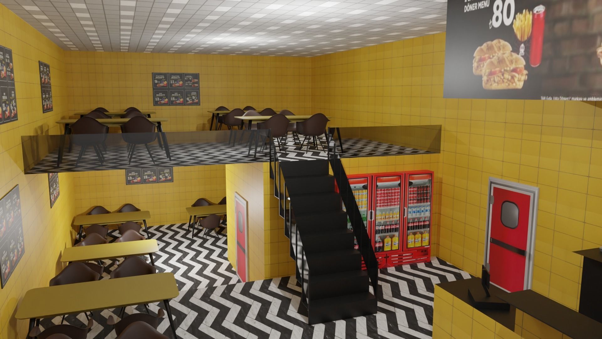 Doner Restaurant Interior Low-poly 3D model_2
