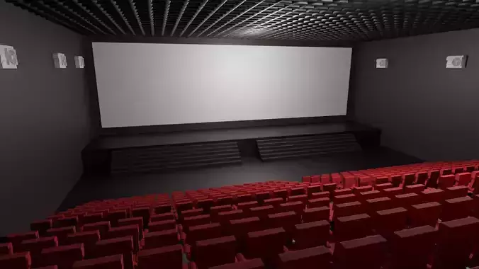 Cinema Interior Low-poly 3D model