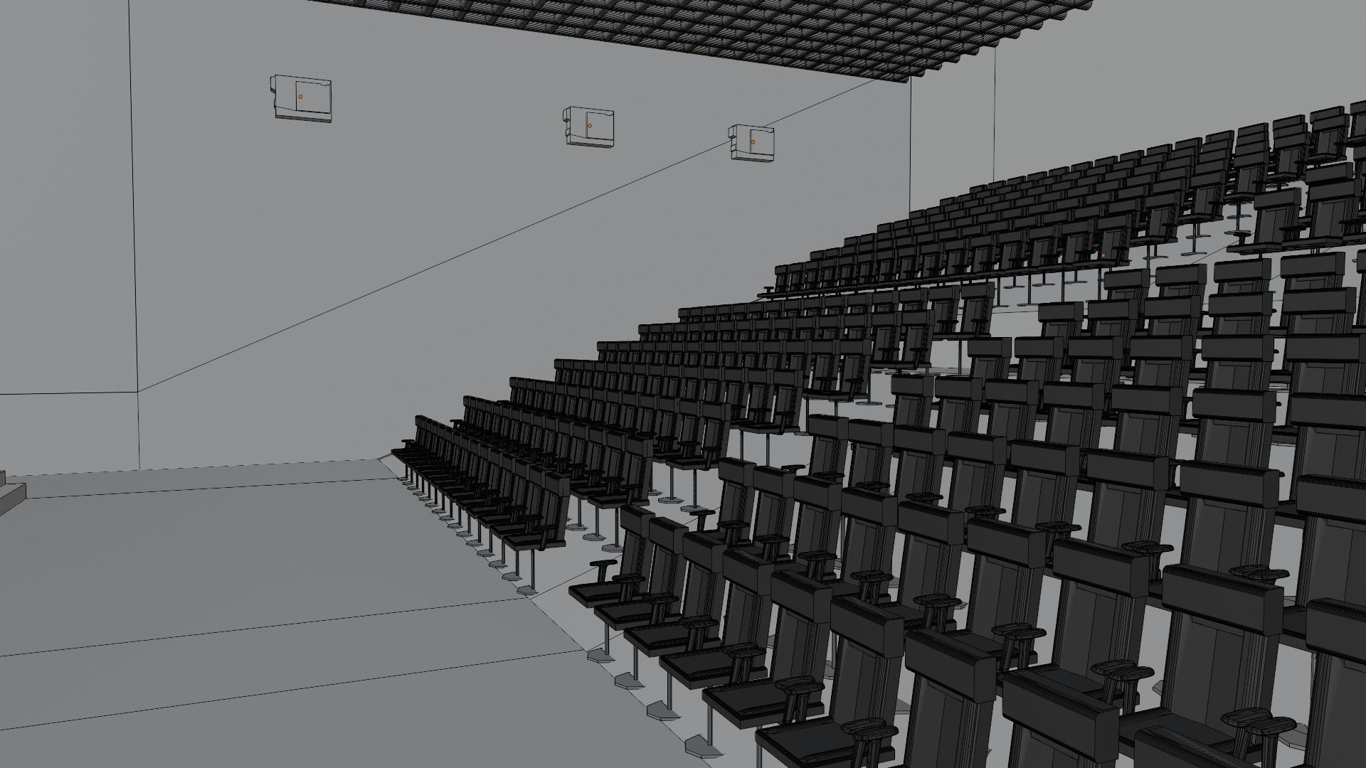 Cinema Interior Low-poly 3D model_7
