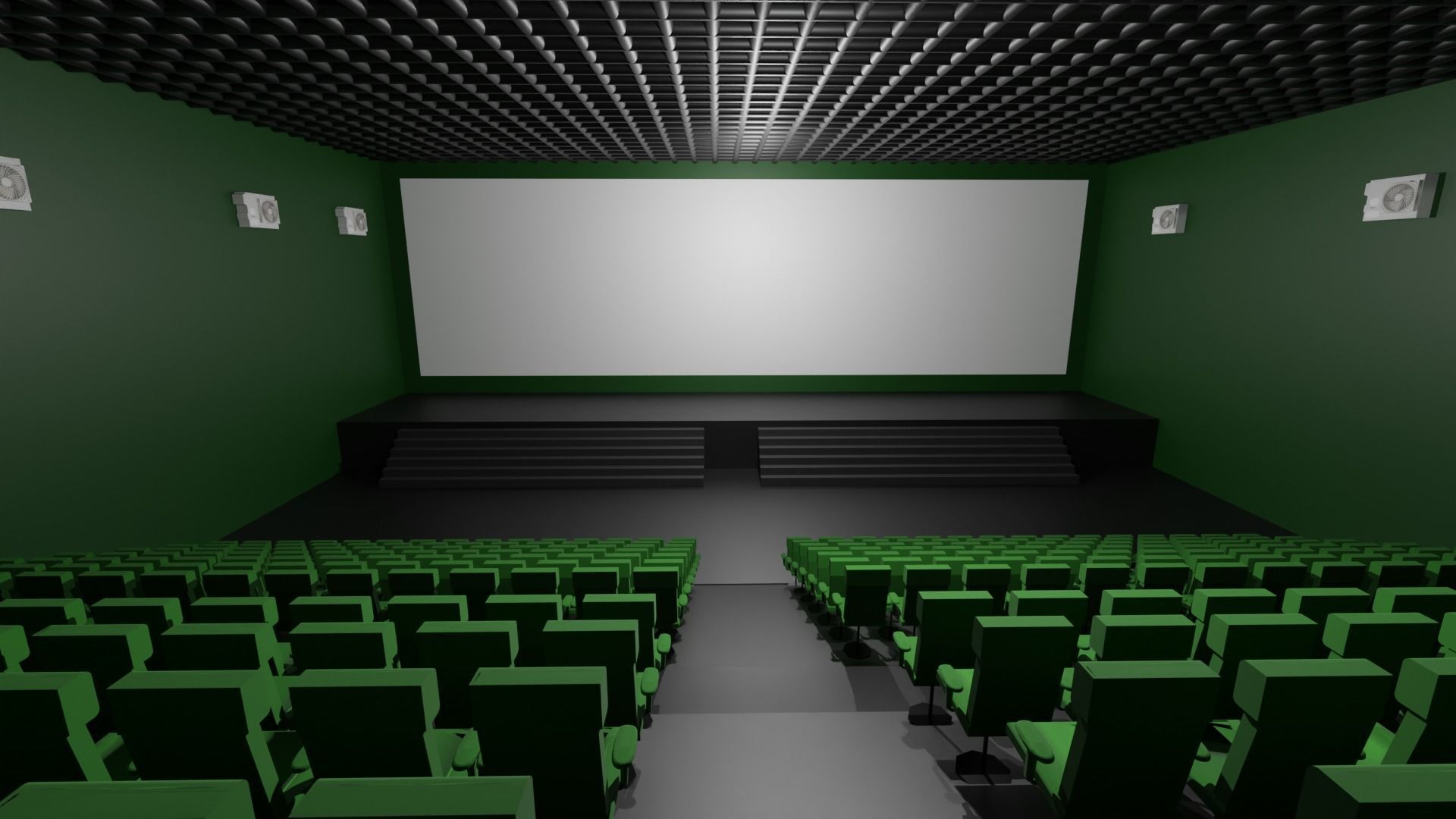 Cinema Interior Low-poly 3D model_2