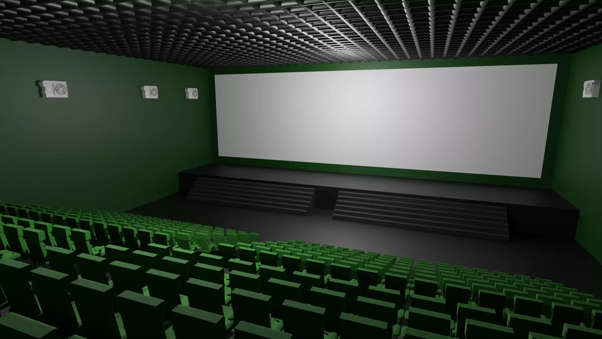 Cinema Interior Low-poly 3D model_0