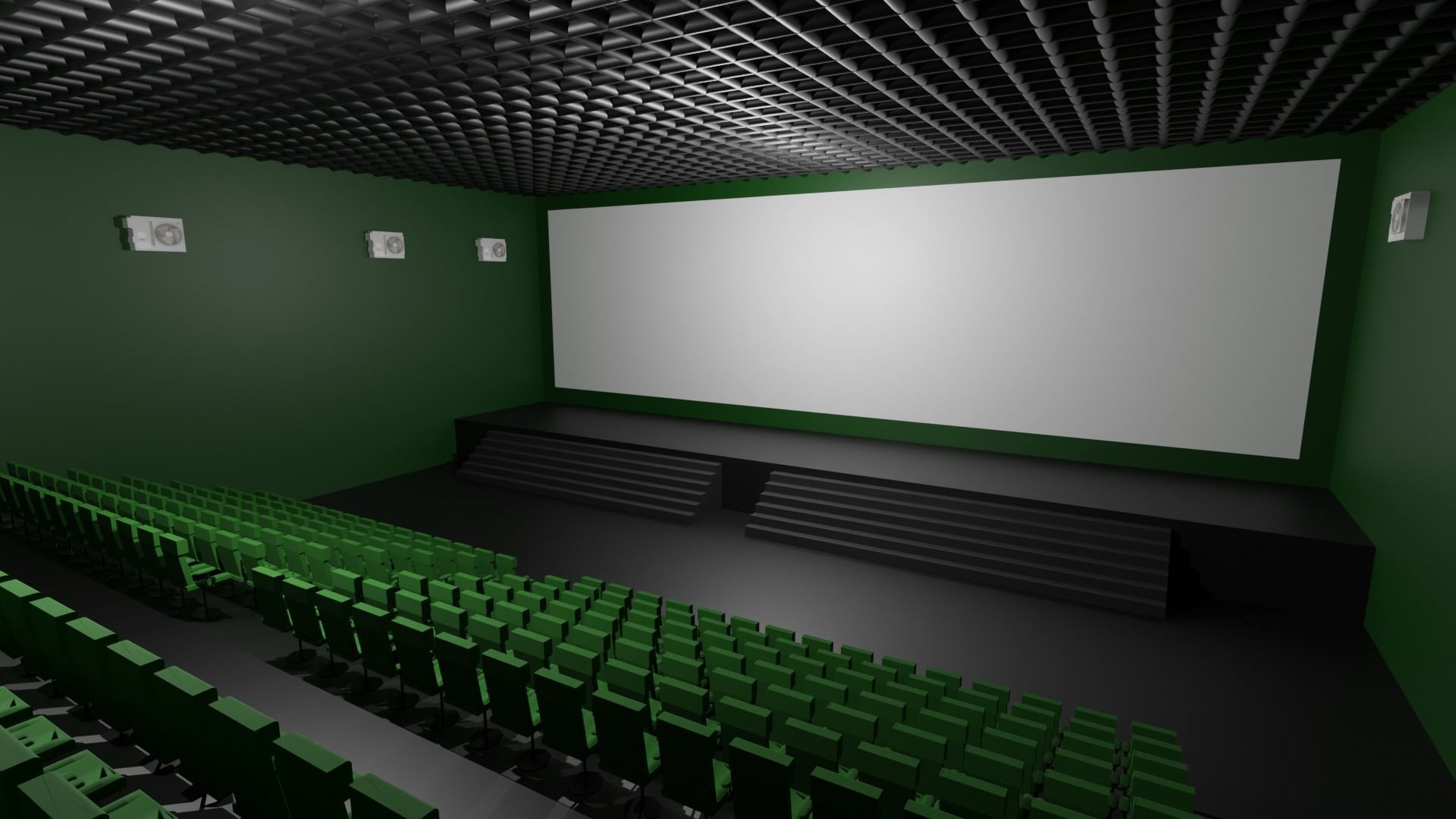 Cinema Interior Low-poly 3D model_5