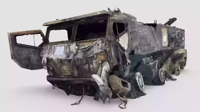 destroyed russian KAMAZ-63968 Typhoon-K MRAP 3D model
