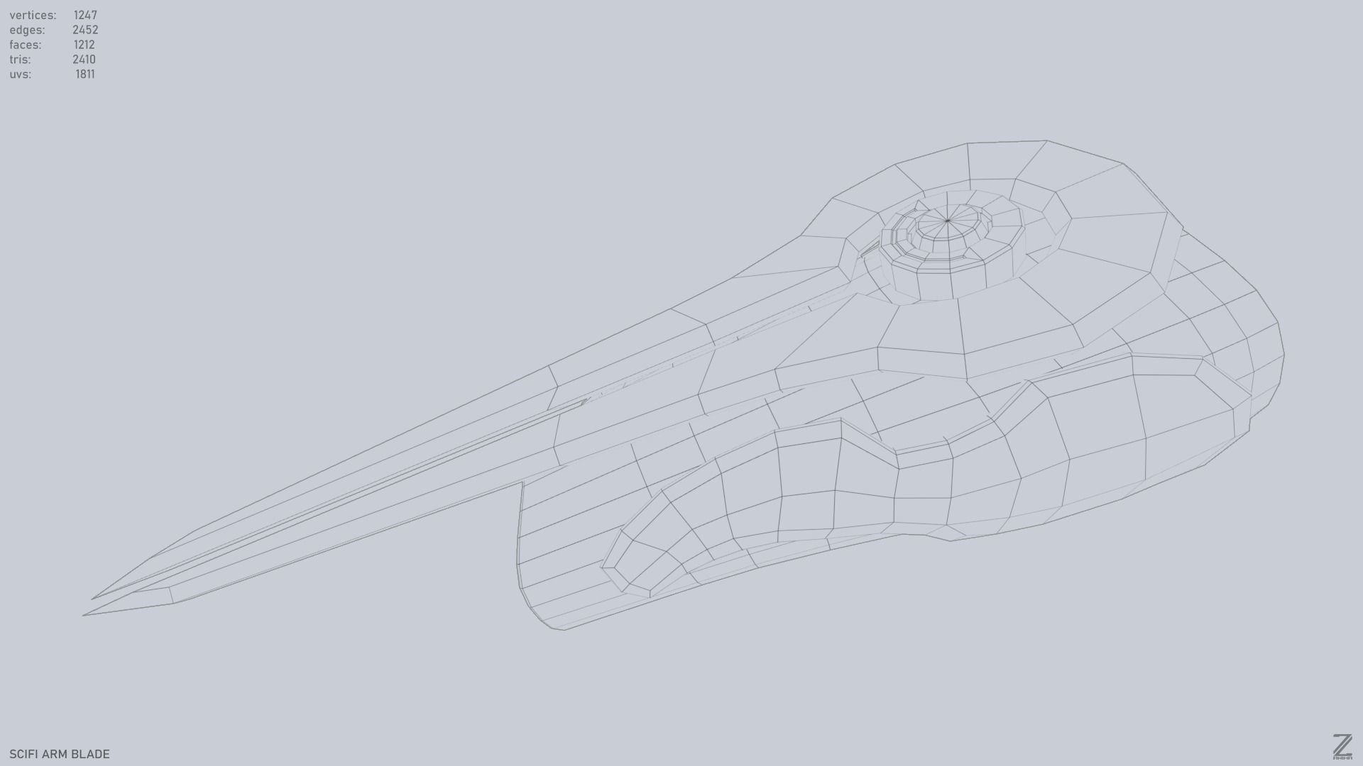 Scifi arm blade Low-poly 3D model_10