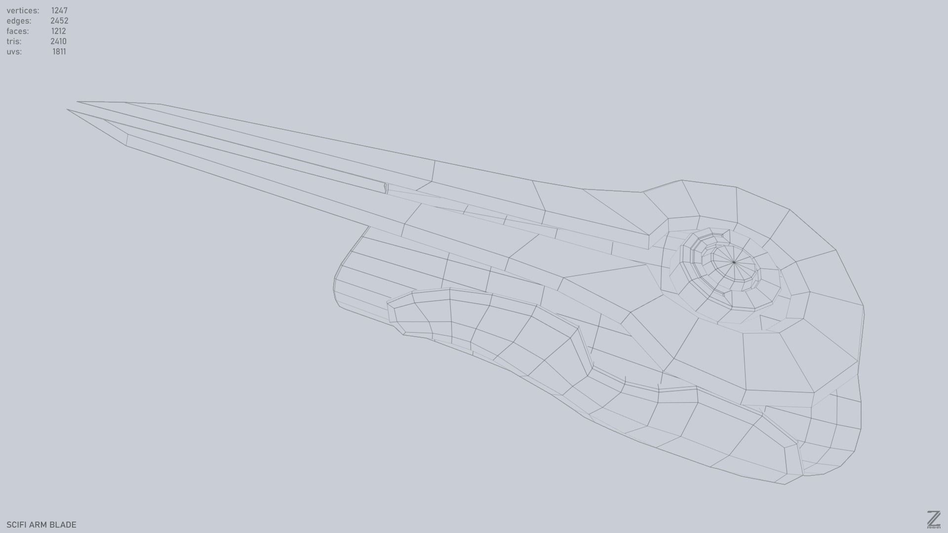 Scifi arm blade Low-poly 3D model_11