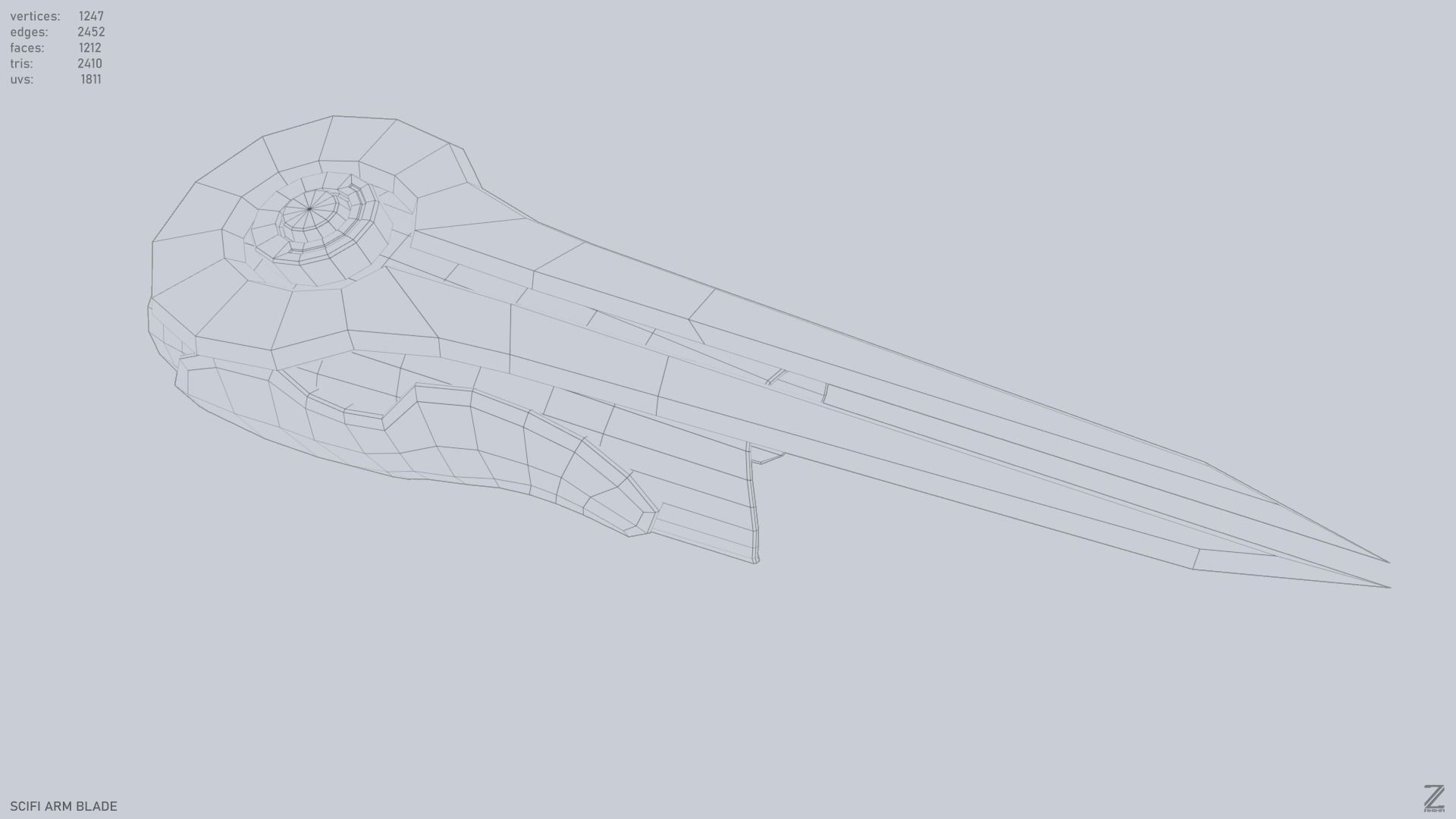 Scifi arm blade Low-poly 3D model_13