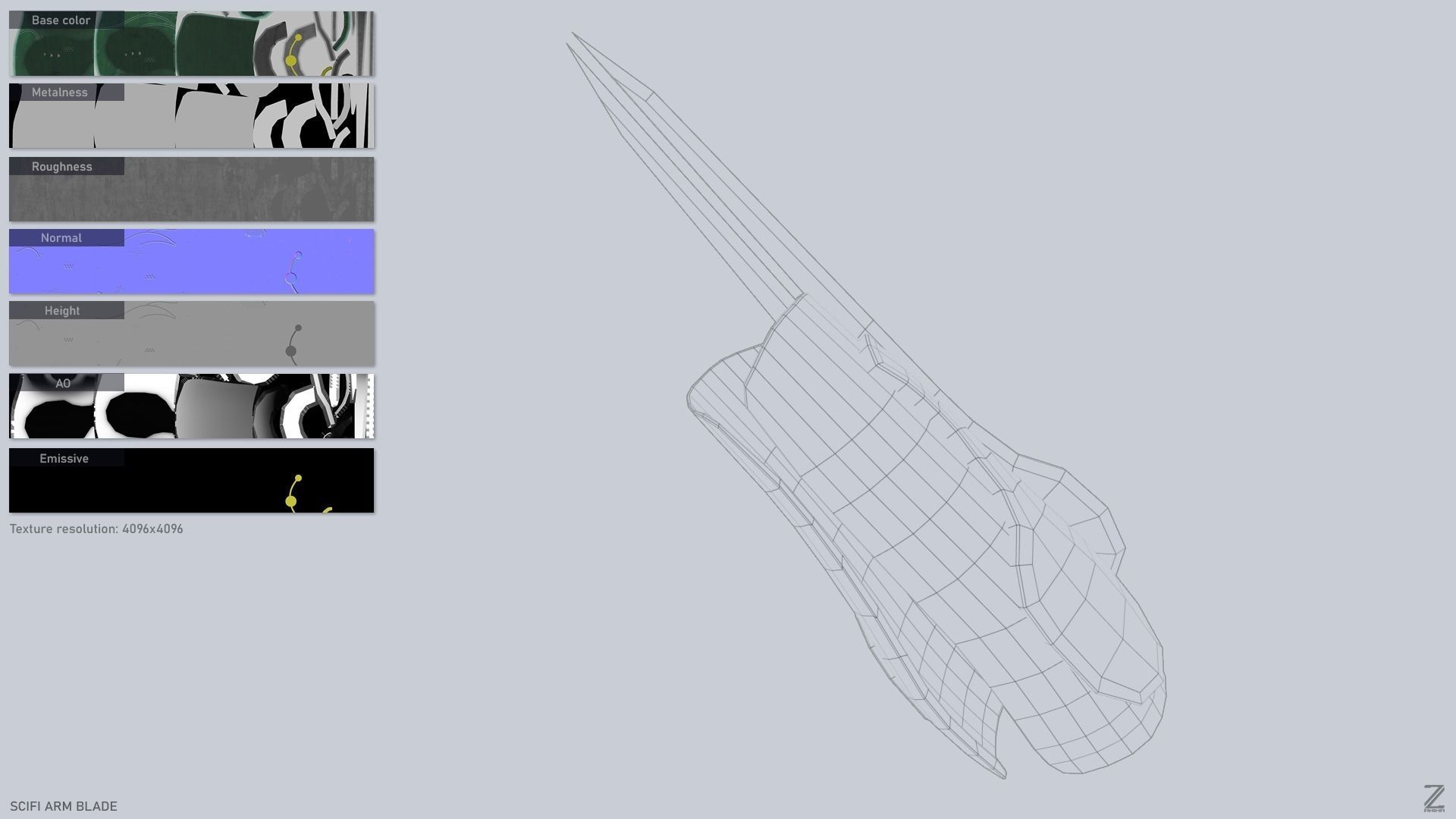 Scifi arm blade Low-poly 3D model_2
