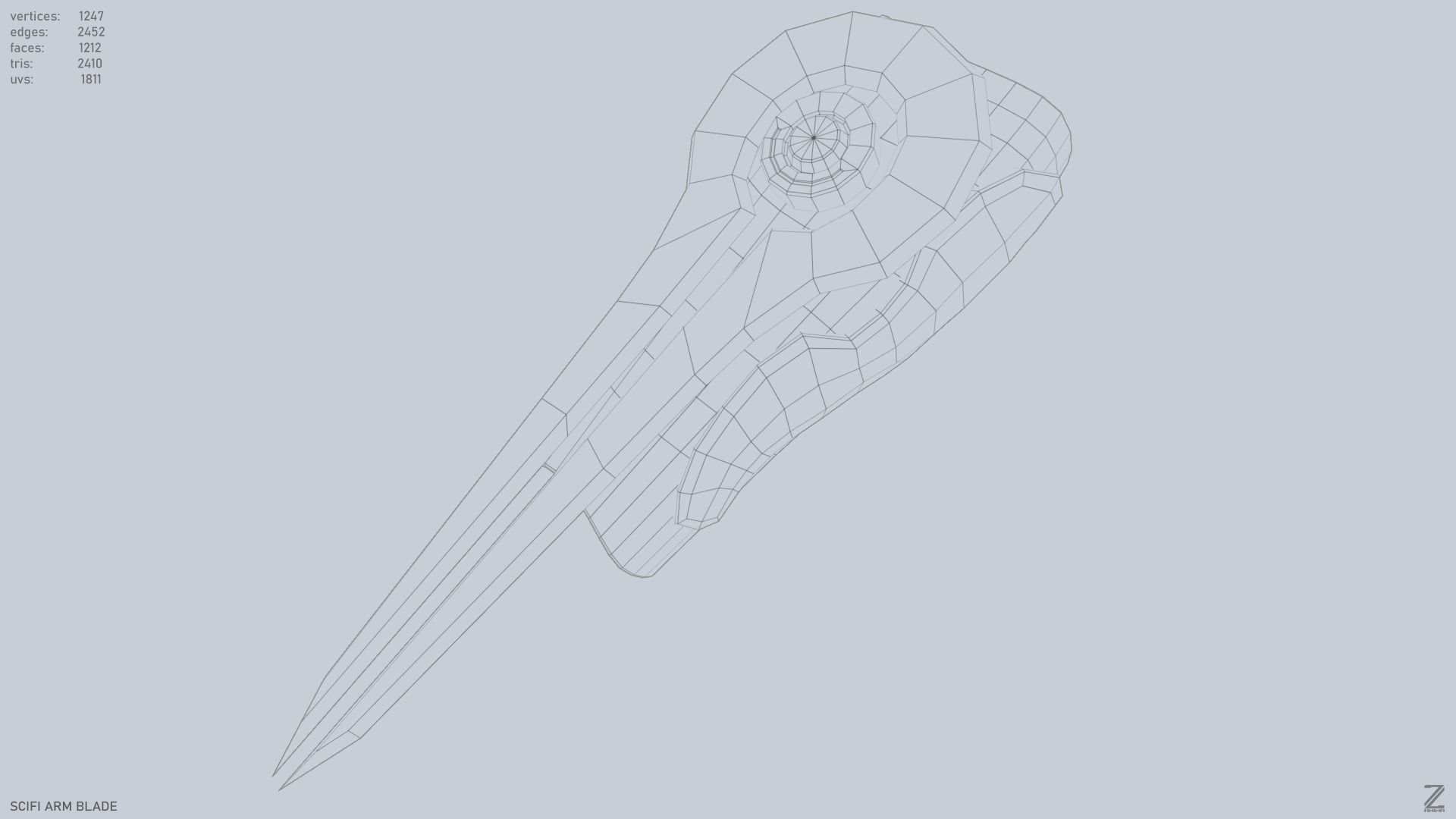 Scifi arm blade Low-poly 3D model_9