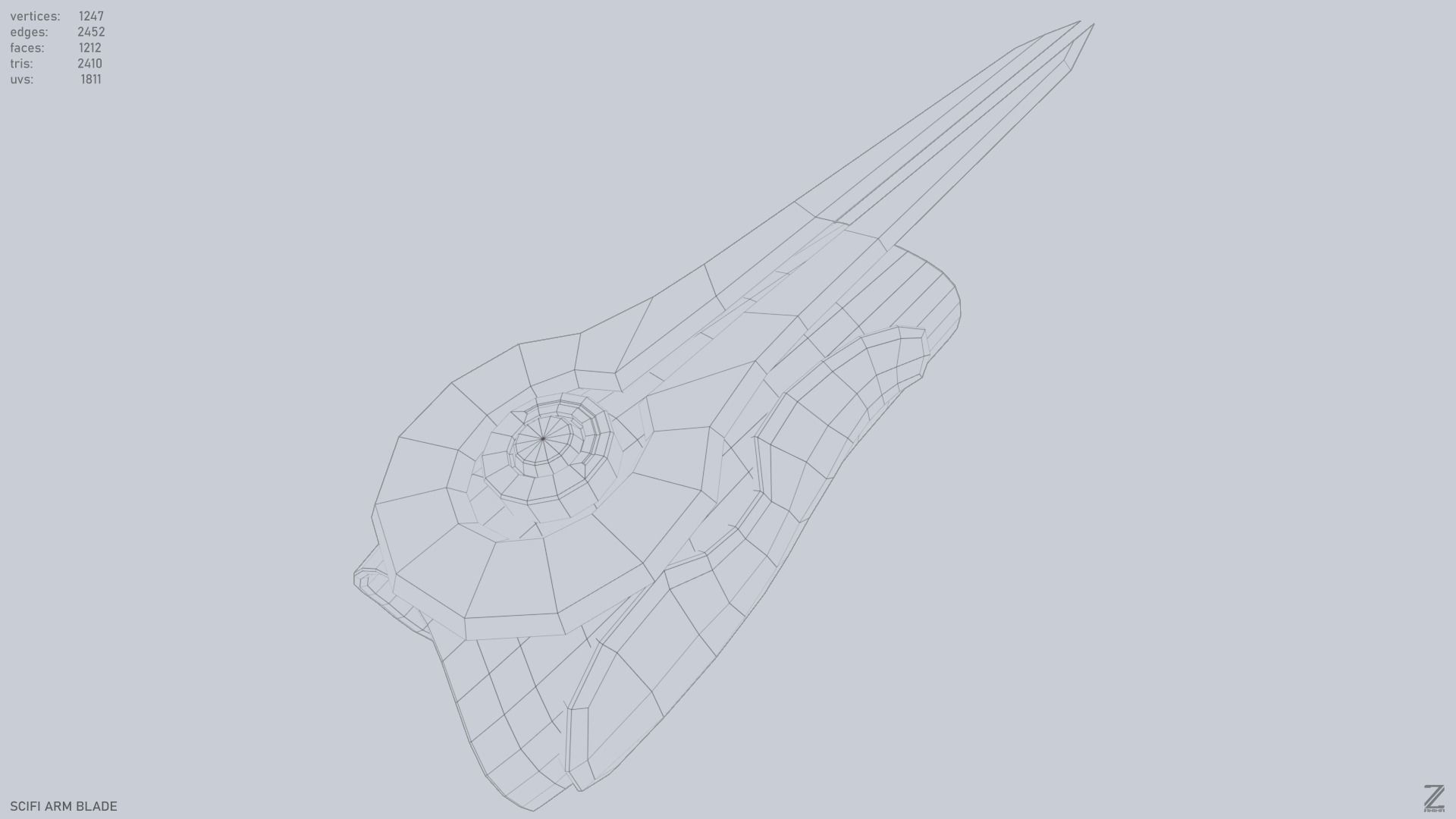 Scifi arm blade Low-poly 3D model_12