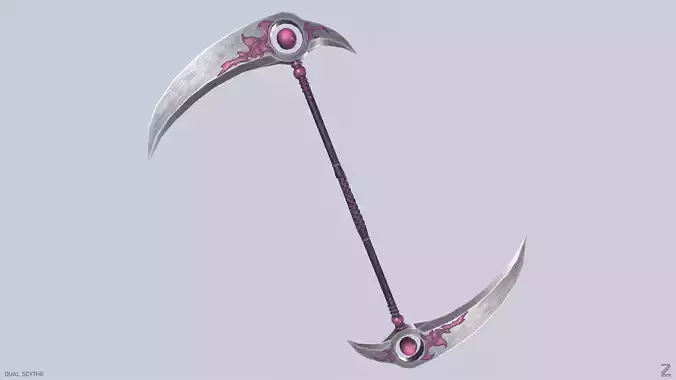 Dual scythe Low-poly 3D model