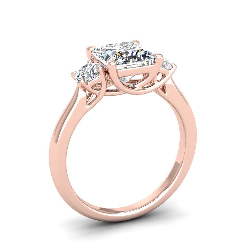 Engagement ring Kelly princess 3D print model_4