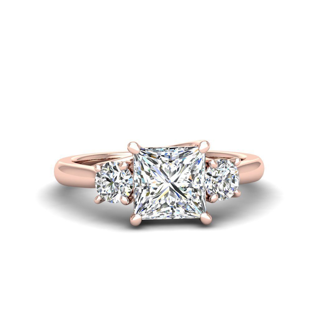 Engagement ring Kelly princess 3D print model_1