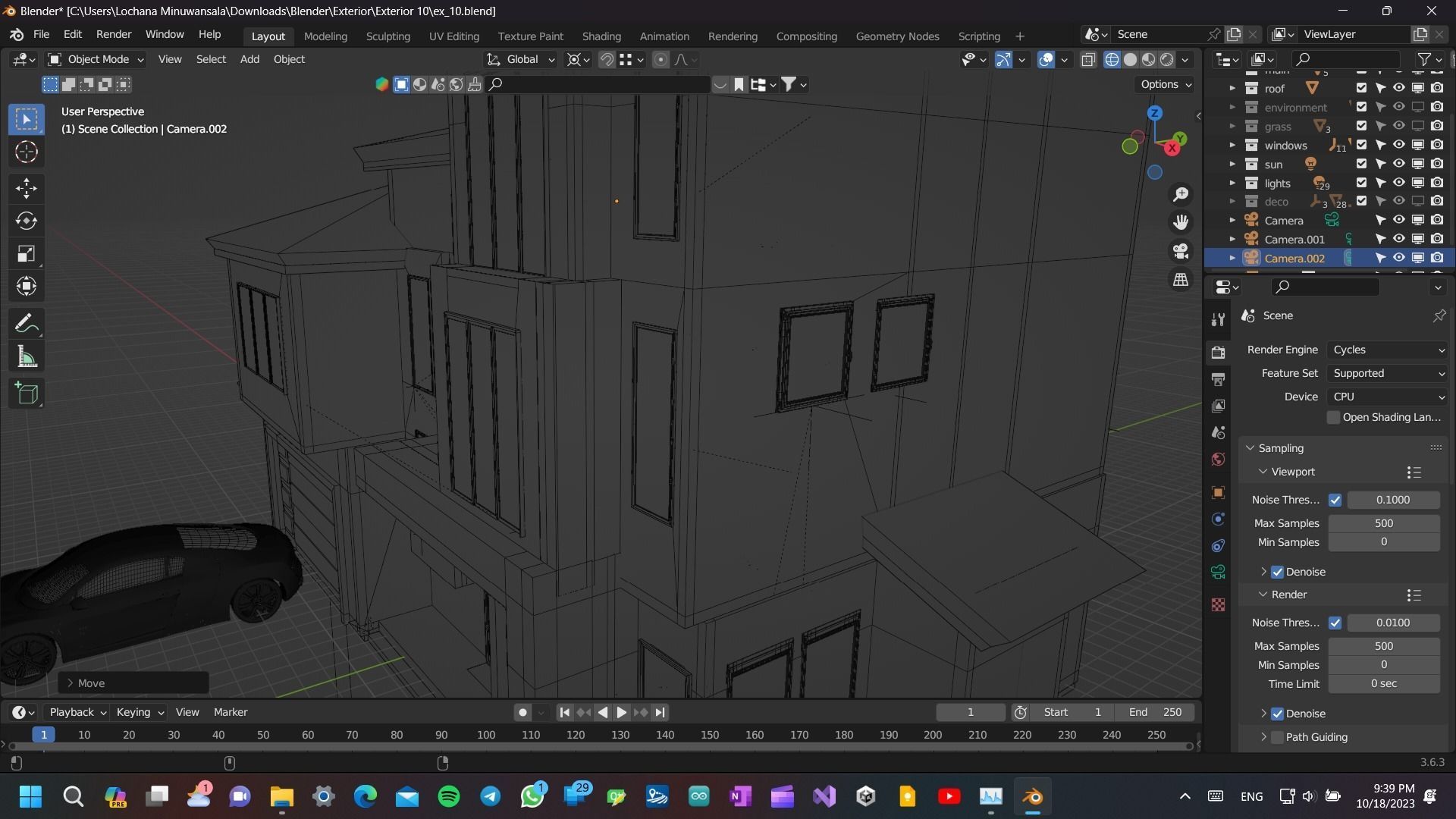Modern Luxury house Exterior 3D model with environment and a Car Low-poly 3D model_6