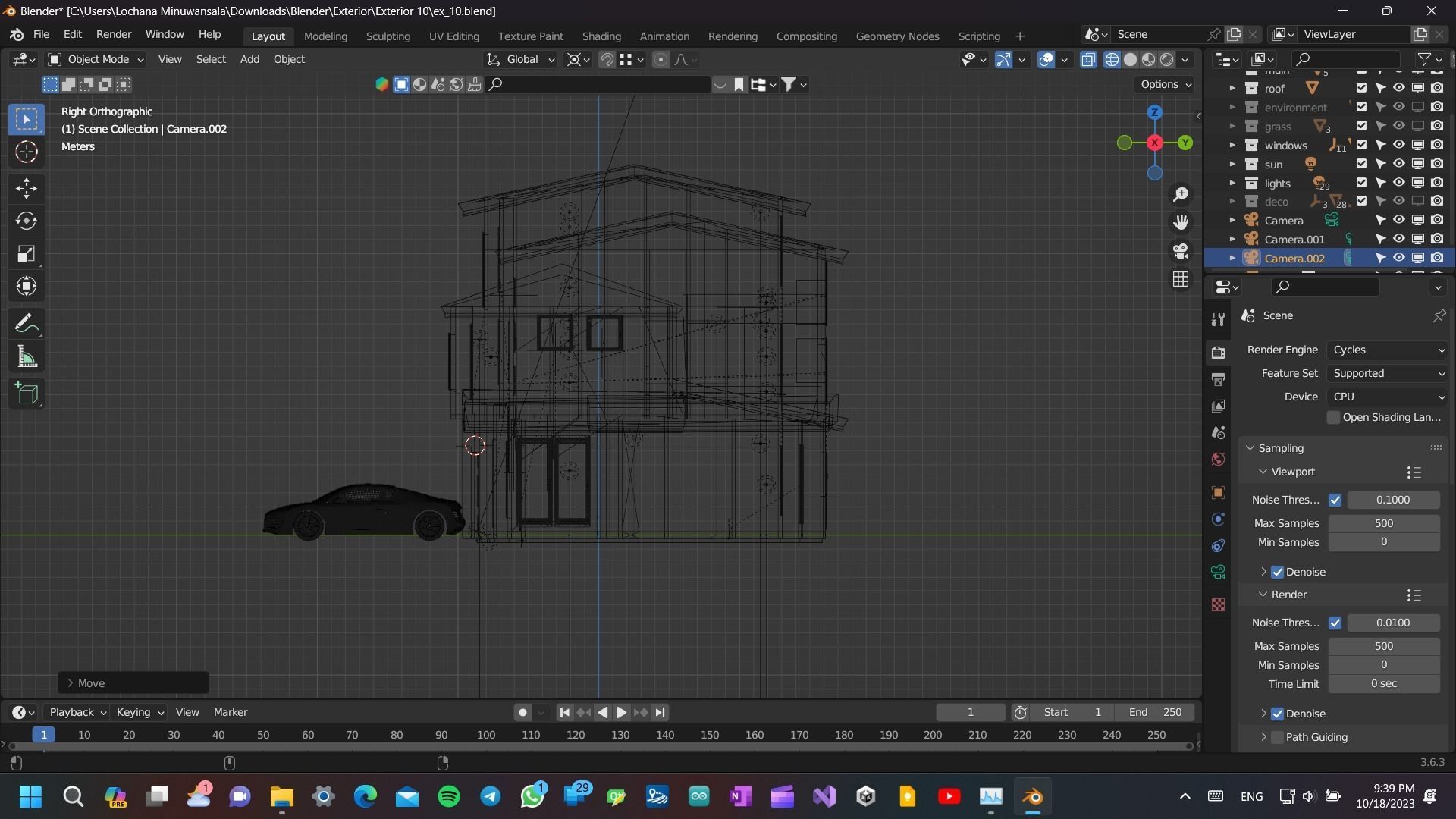 Modern Luxury house Exterior 3D model with environment and a Car Low-poly 3D model_25