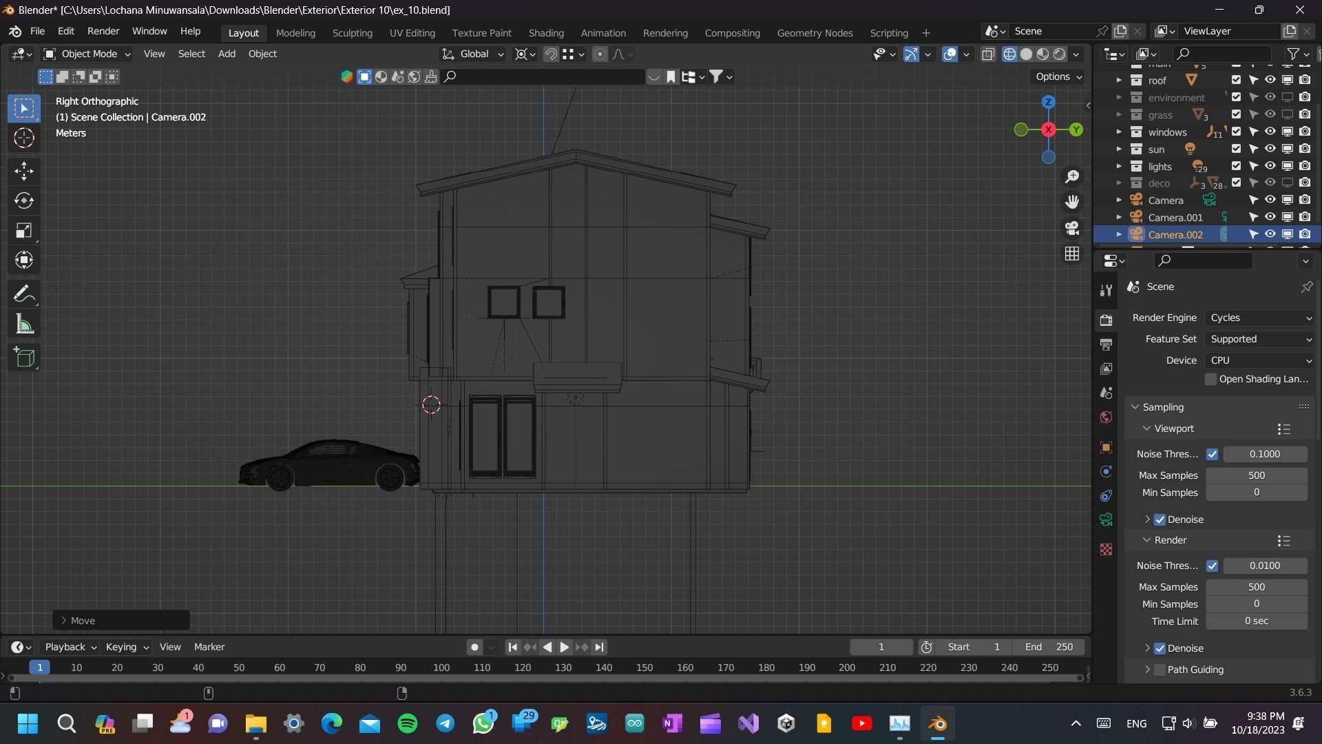 Modern Luxury house Exterior 3D model with environment and a Car Low-poly 3D model_23