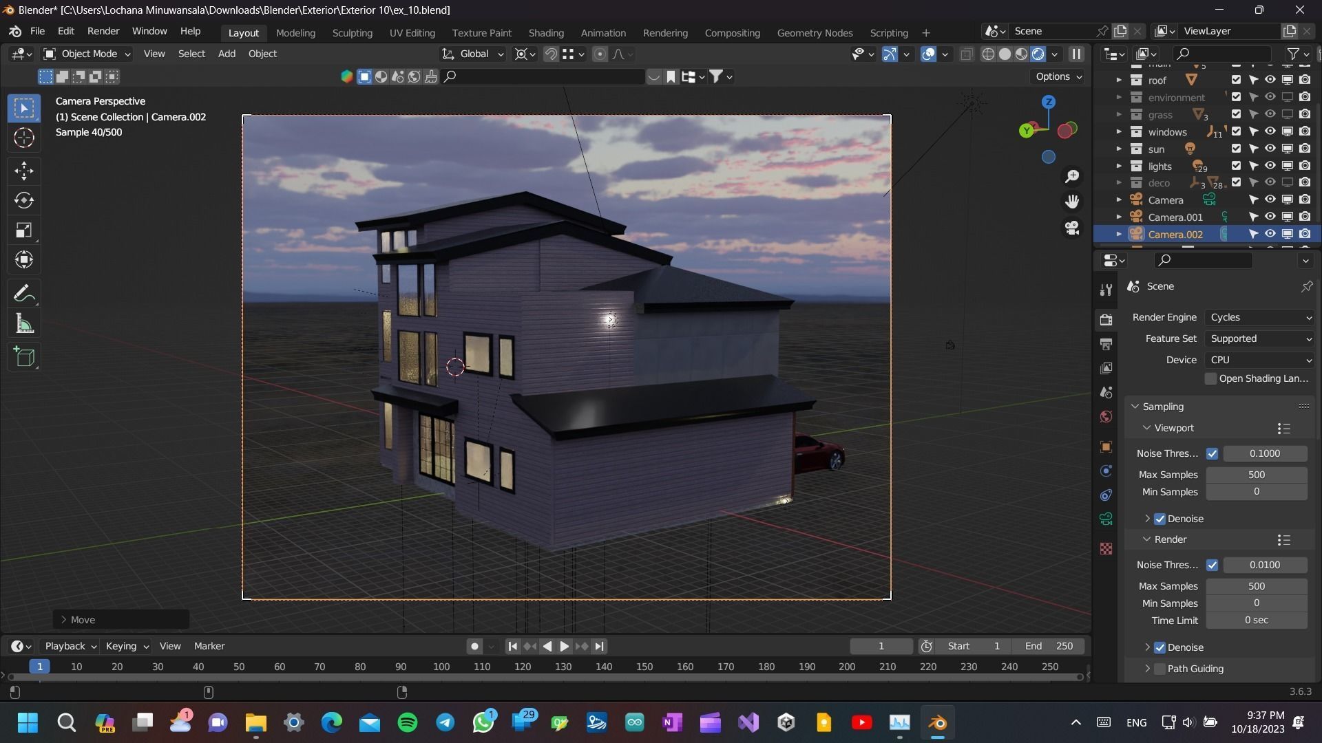 Modern Luxury house Exterior 3D model with environment and a Car Low-poly 3D model_9