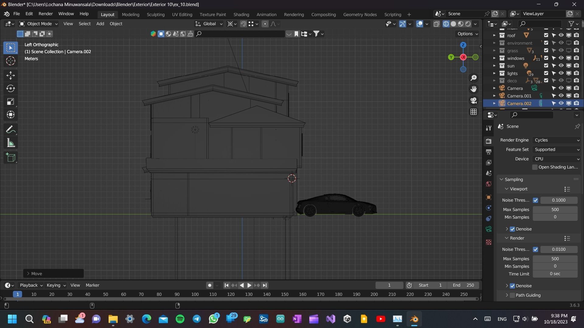 Modern Luxury house Exterior 3D model with environment and a Car Low-poly 3D model_26