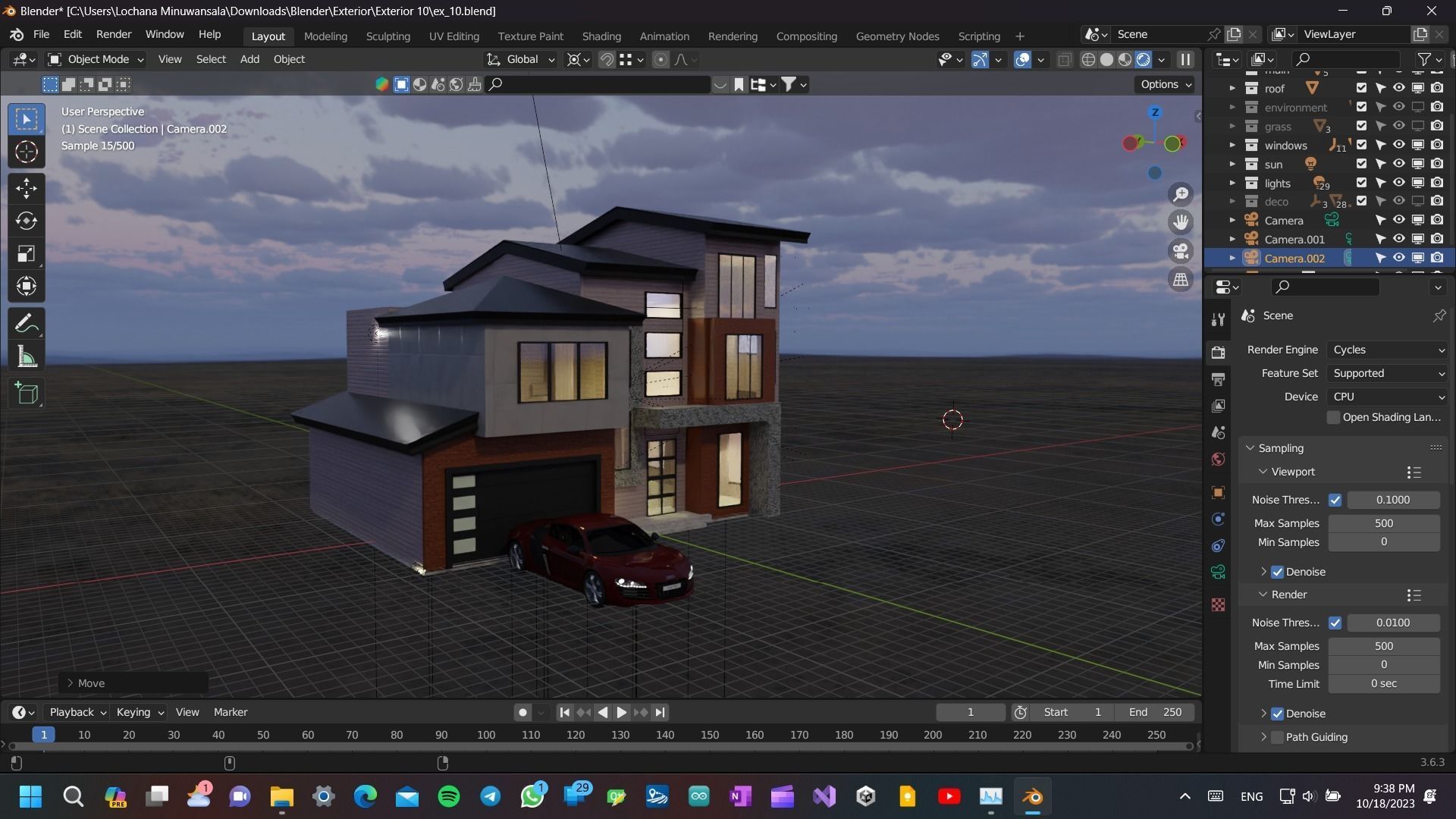 Modern Luxury house Exterior 3D model with environment and a Car Low-poly 3D model_4