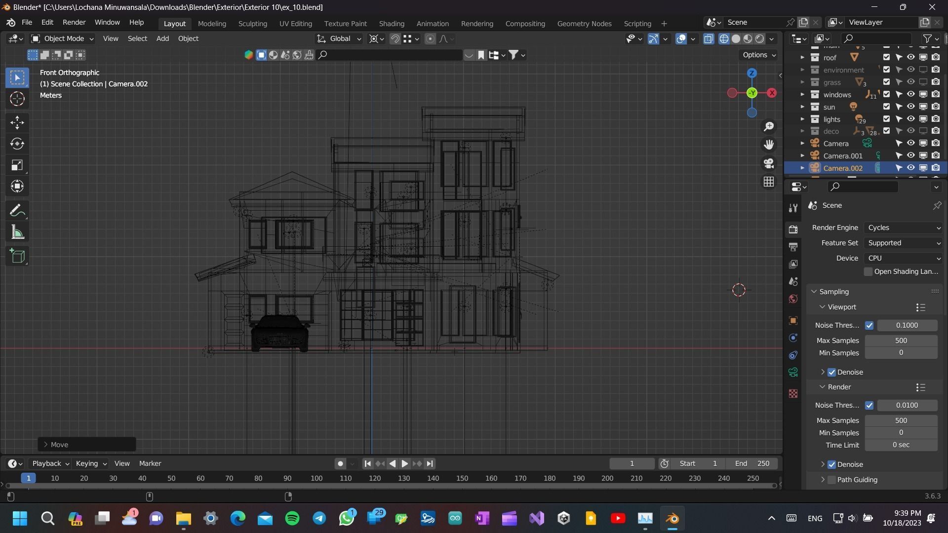 Modern Luxury house Exterior 3D model with environment and a Car Low-poly 3D model_7