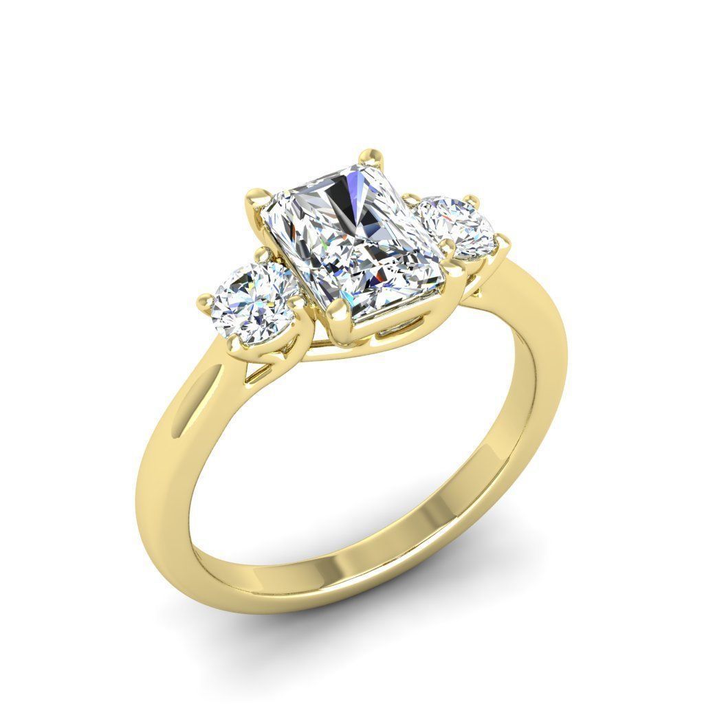 Engagement ring Kelly radiant 3D print model_12