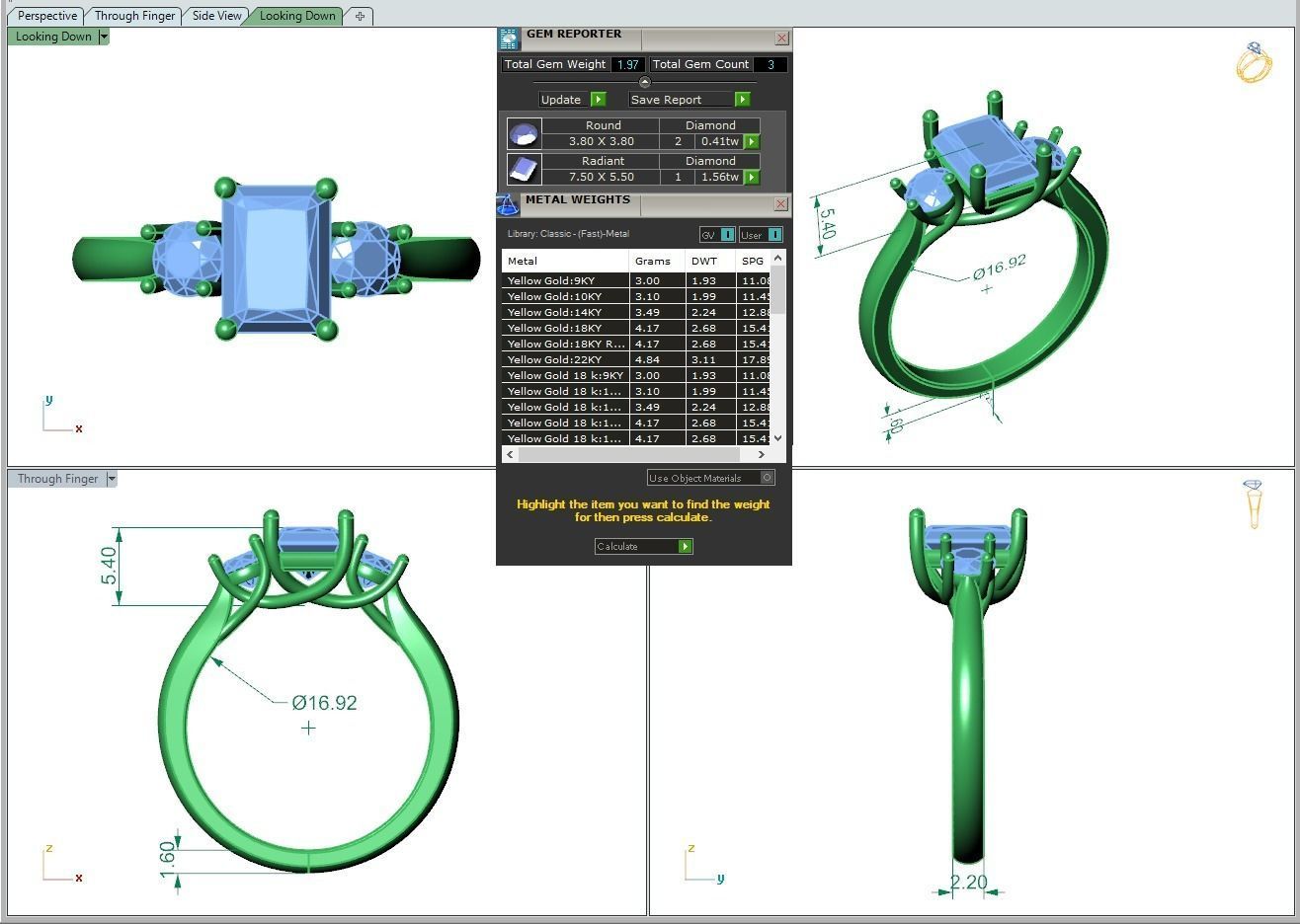 Engagement ring Kelly radiant 3D print model_28
