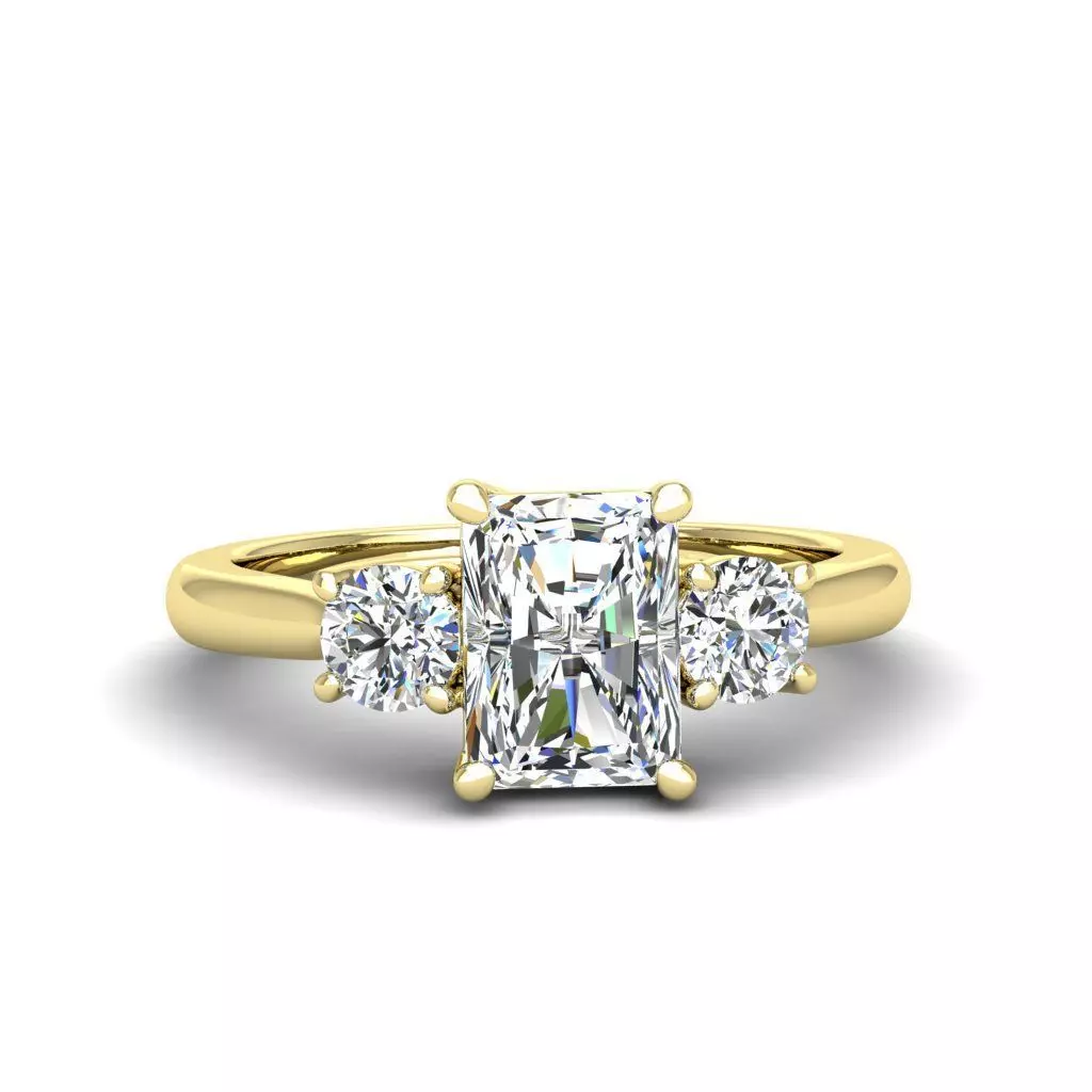 Engagement ring Kelly radiant 3D print model_0