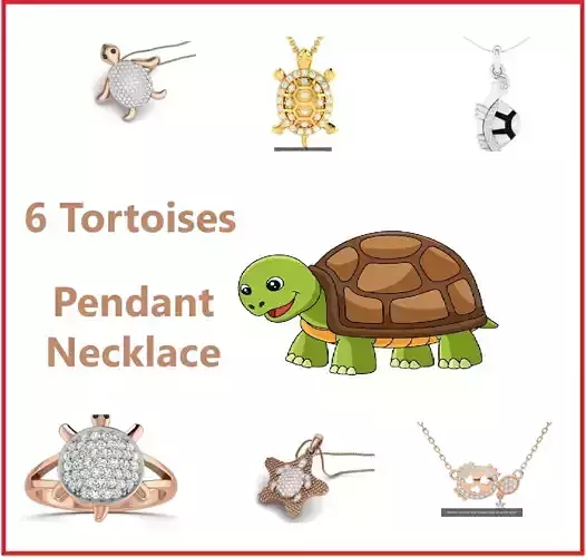 6 Tortoises heart pendant necklace 3dm stl render detail  3D Model Collection