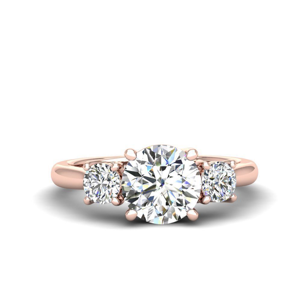 Engagement ring Kelly round 3D print model_1